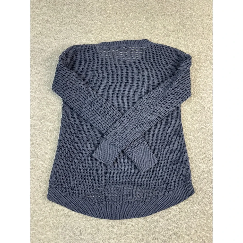 Madewell Sweater Womens XXS‎ Blue Open Knit Crewneck Lightweight Pullover